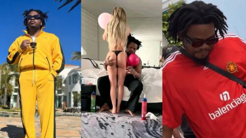 “Baba wan dey alright” Reactions as Olamide flaunts romantic moment with curvy white lady on threads